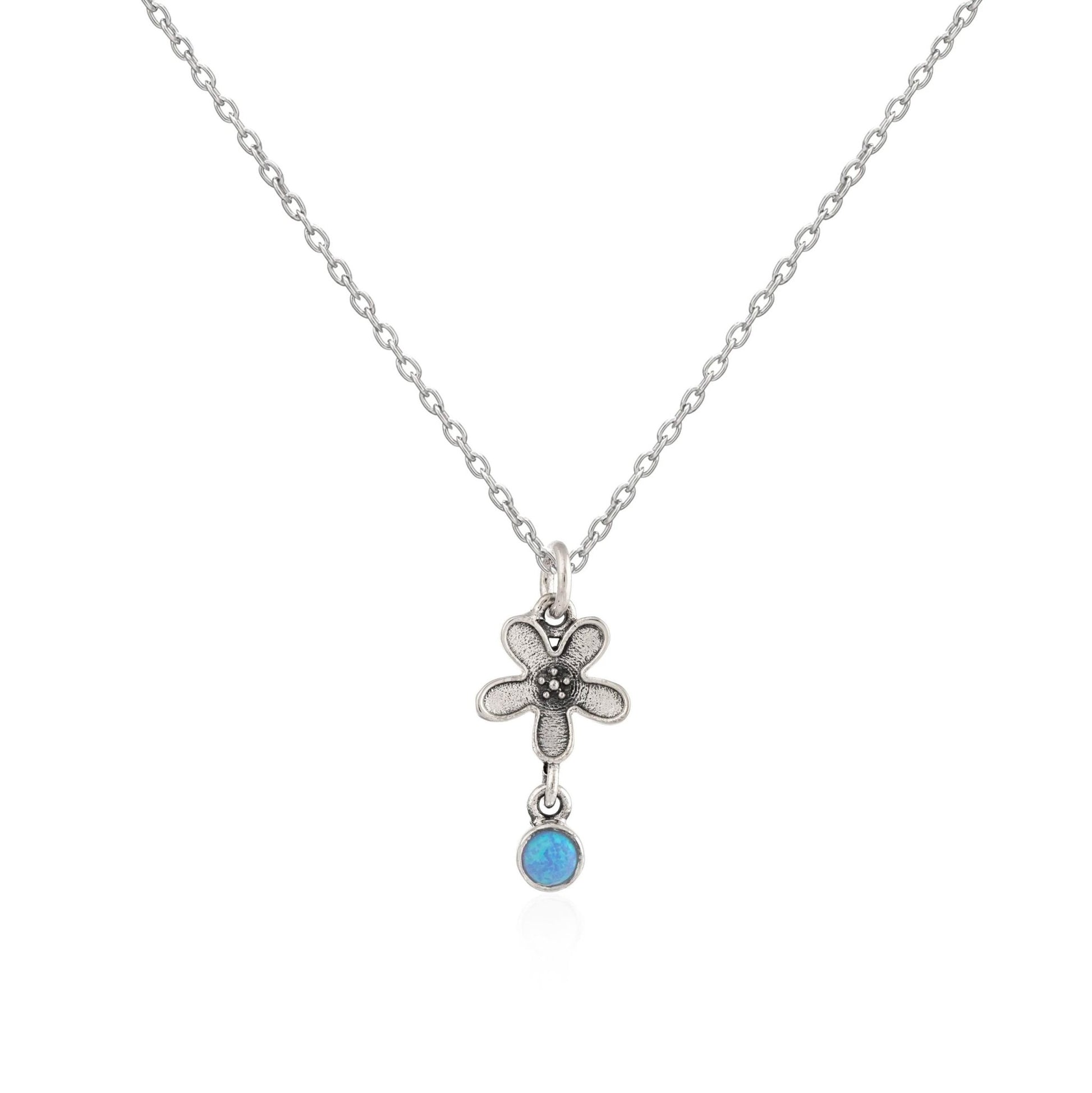 Cute Flower and Opal Necklace - Cotswold Jewellery