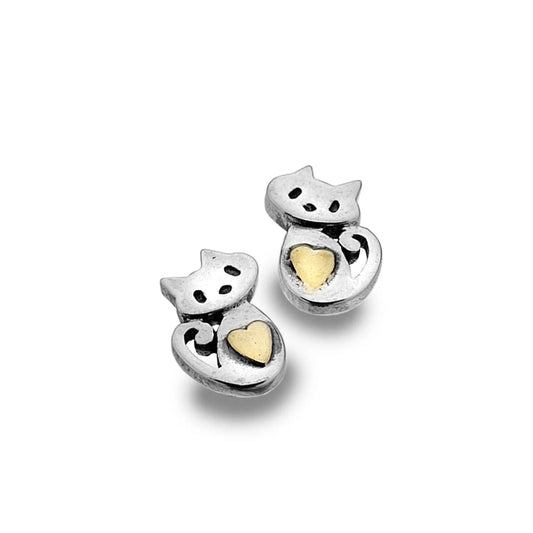Cutee Cat Sterling Silver Earrings - Cotswold Jewellery