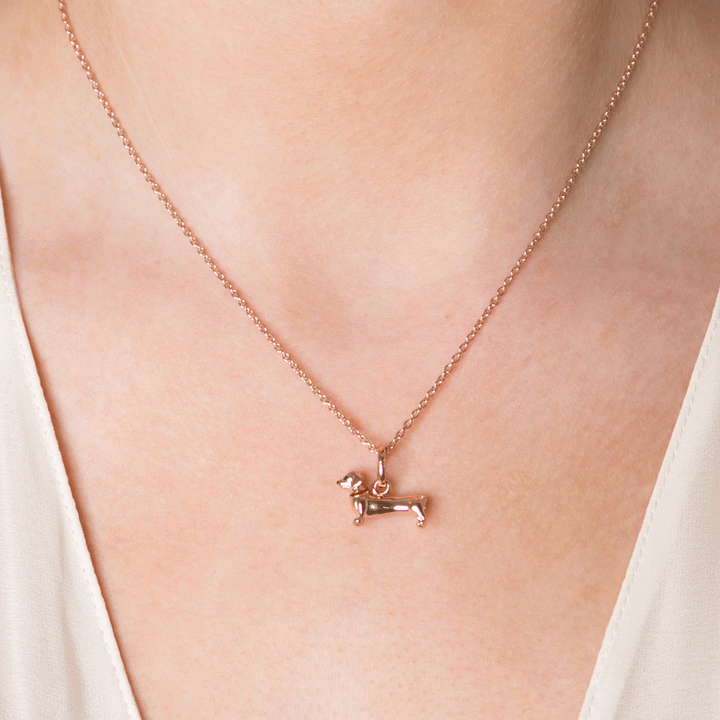 Dachshund Dog Rose Gold Necklace - Cotswold Jewellery