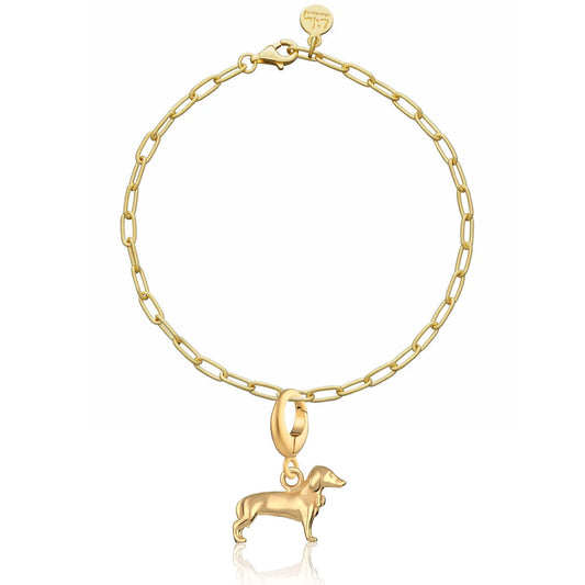 Lily Charmed Gold Sausage Dog Charm Bracelet