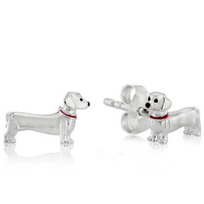 Dachshund Recycled Sterling Silver Earrings - Cotswold Jewellery