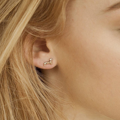Dachshund Rose Gold Earrings - Cotswold Jewellery