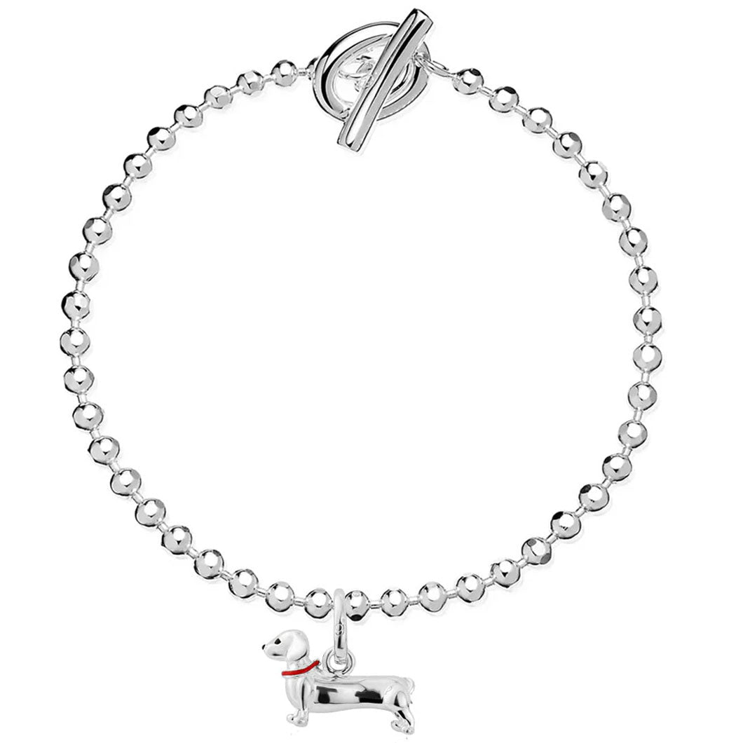 Dachshund T - Bar Recycled Sterling Silver Bracelet - Cotswold Jewellery