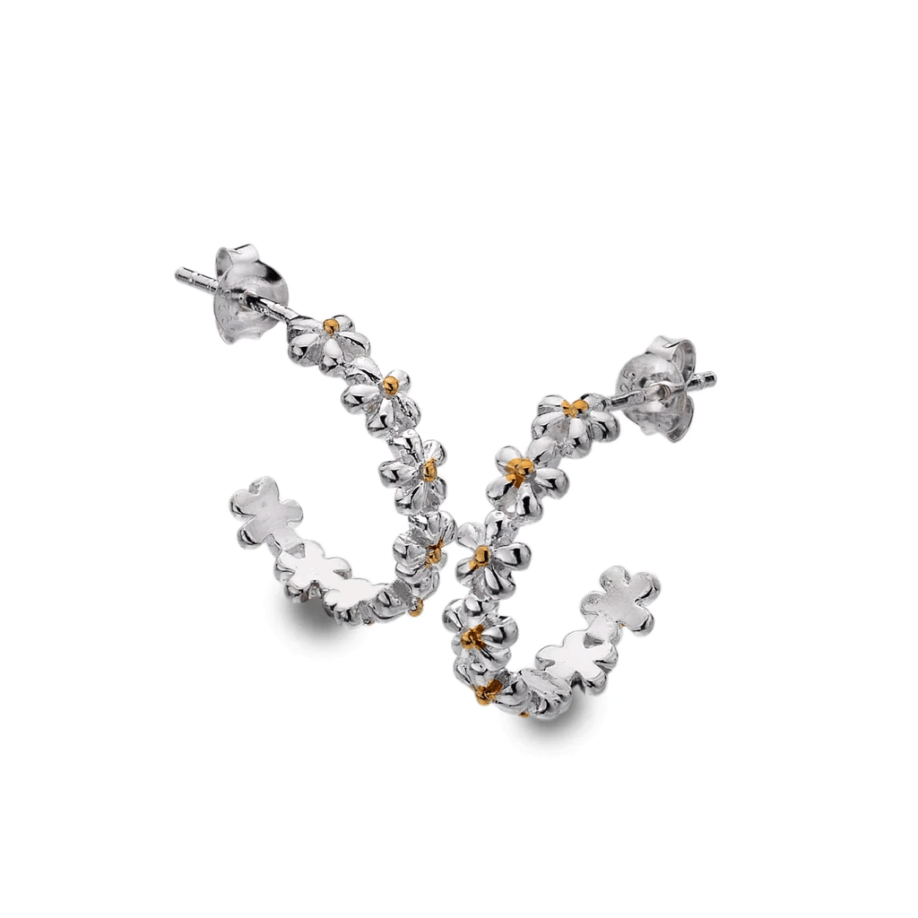 Daisy Chain Hoop Sterling Silver Earrings - Cotswold Jewellery