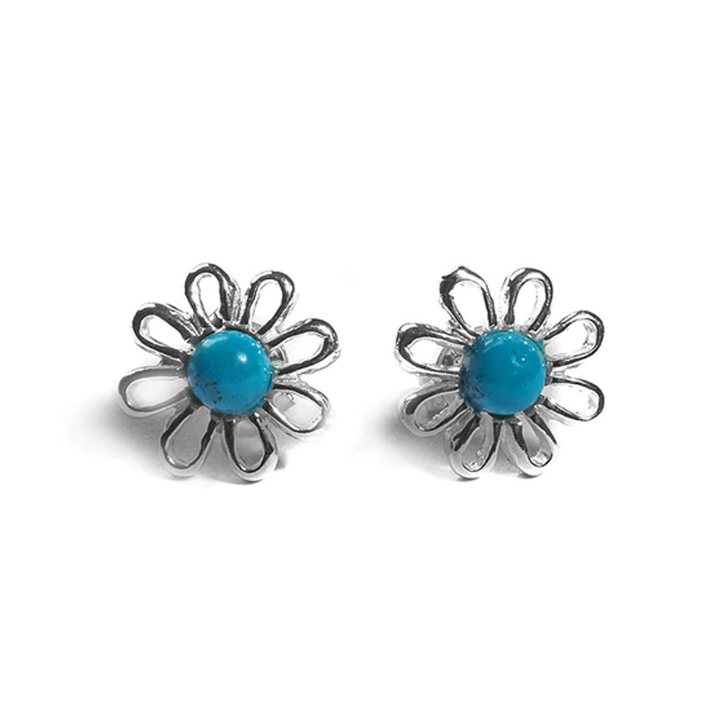 Daisy Earrings Sterling Silver & Turquoise - Cotswold Jewellery