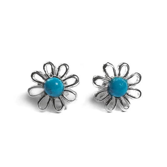 Daisy Earrings Sterling Silver & Turquoise - Cotswold Jewellery