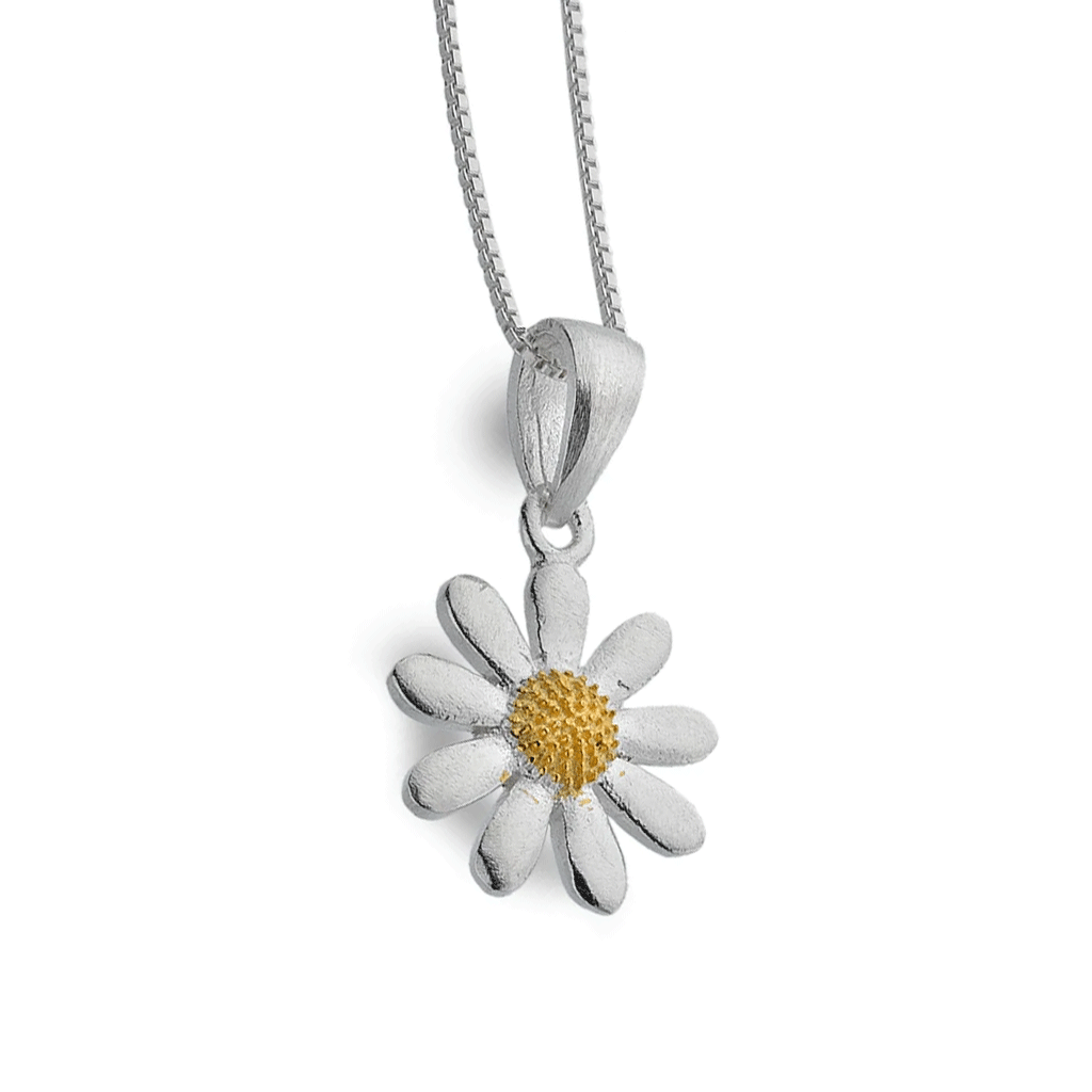 Daisy Flower Sterling Silver Necklace - Cotswold Jewellery