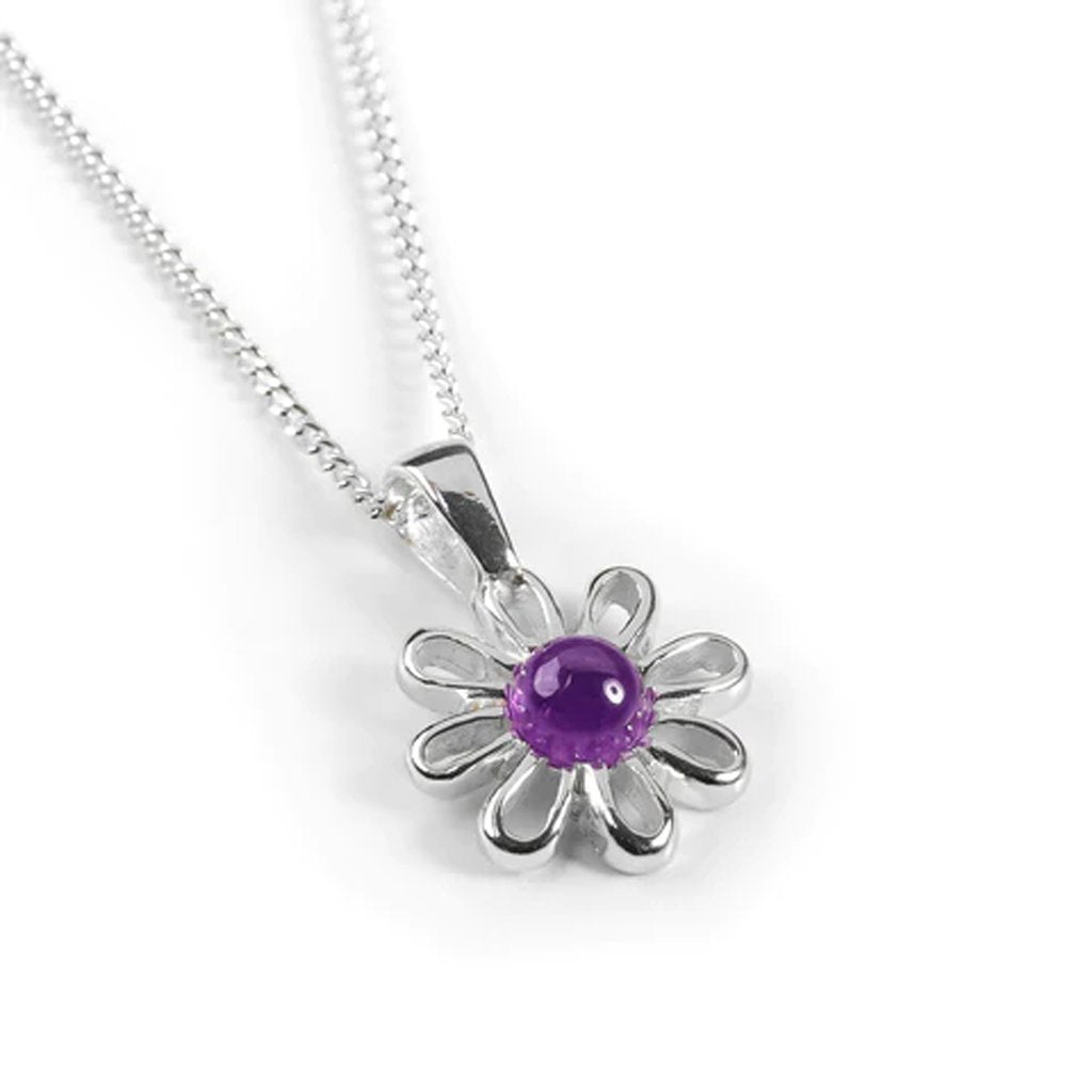 Daisy Necklace Sterling Silver & Amethyst - Cotswold Jewellery