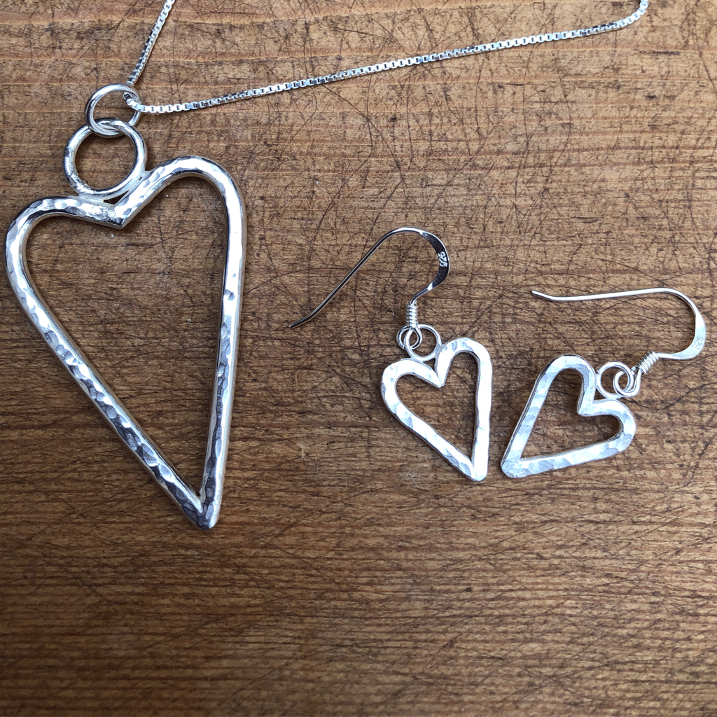 Designer Large Silver Heart Necklace - Cotswold Jewellery