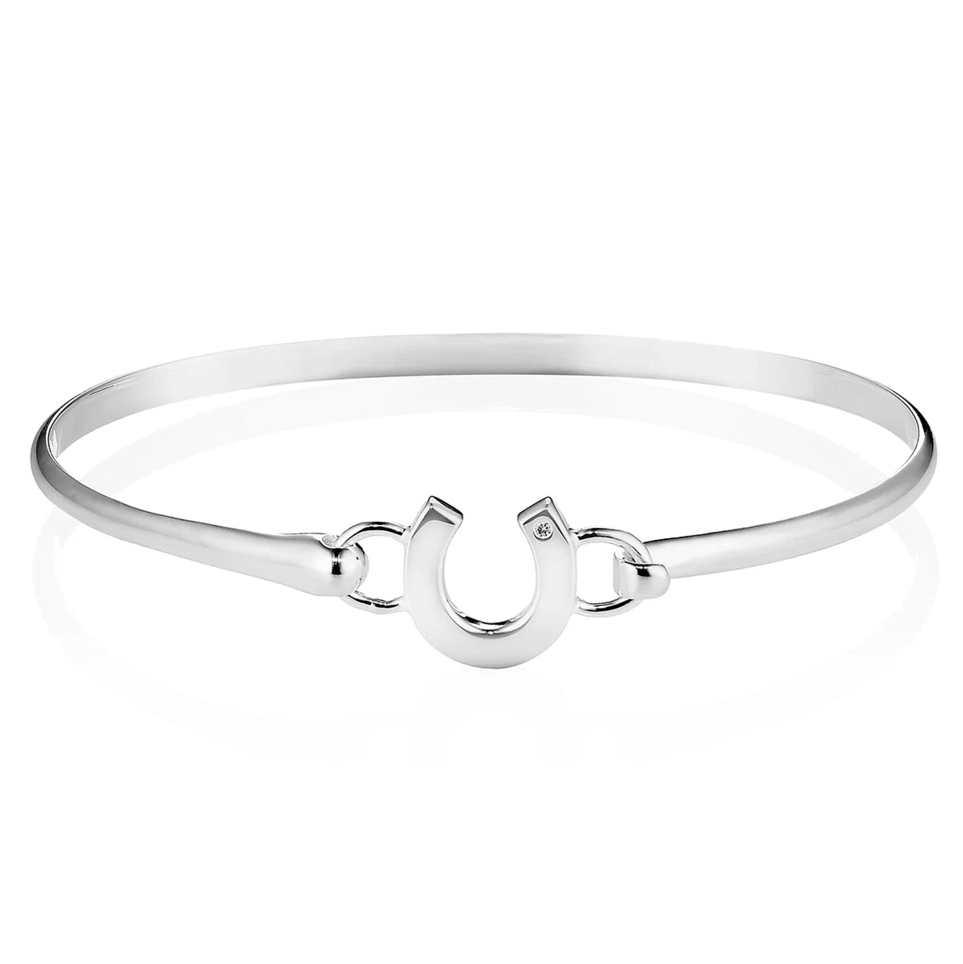 Diamond Horseshoe Recycled Sterling Silver Bangle - Cotswold Jewellery