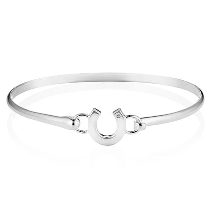 Diamond Horseshoe Recycled Sterling Silver Bangle - Cotswold Jewellery
