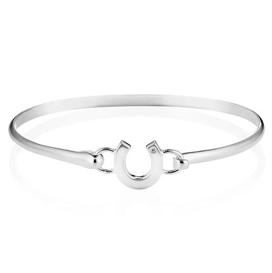 Diamond Horseshoe Recycled Sterling Silver Bangle - Cotswold Jewellery