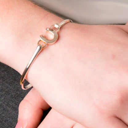Diamond Horseshoe Recycled Sterling Silver Bangle - Cotswold Jewellery