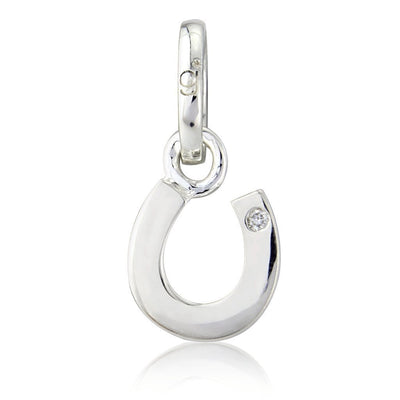 Silver Diamond Horseshoe Recycled Sterling Silver Charm