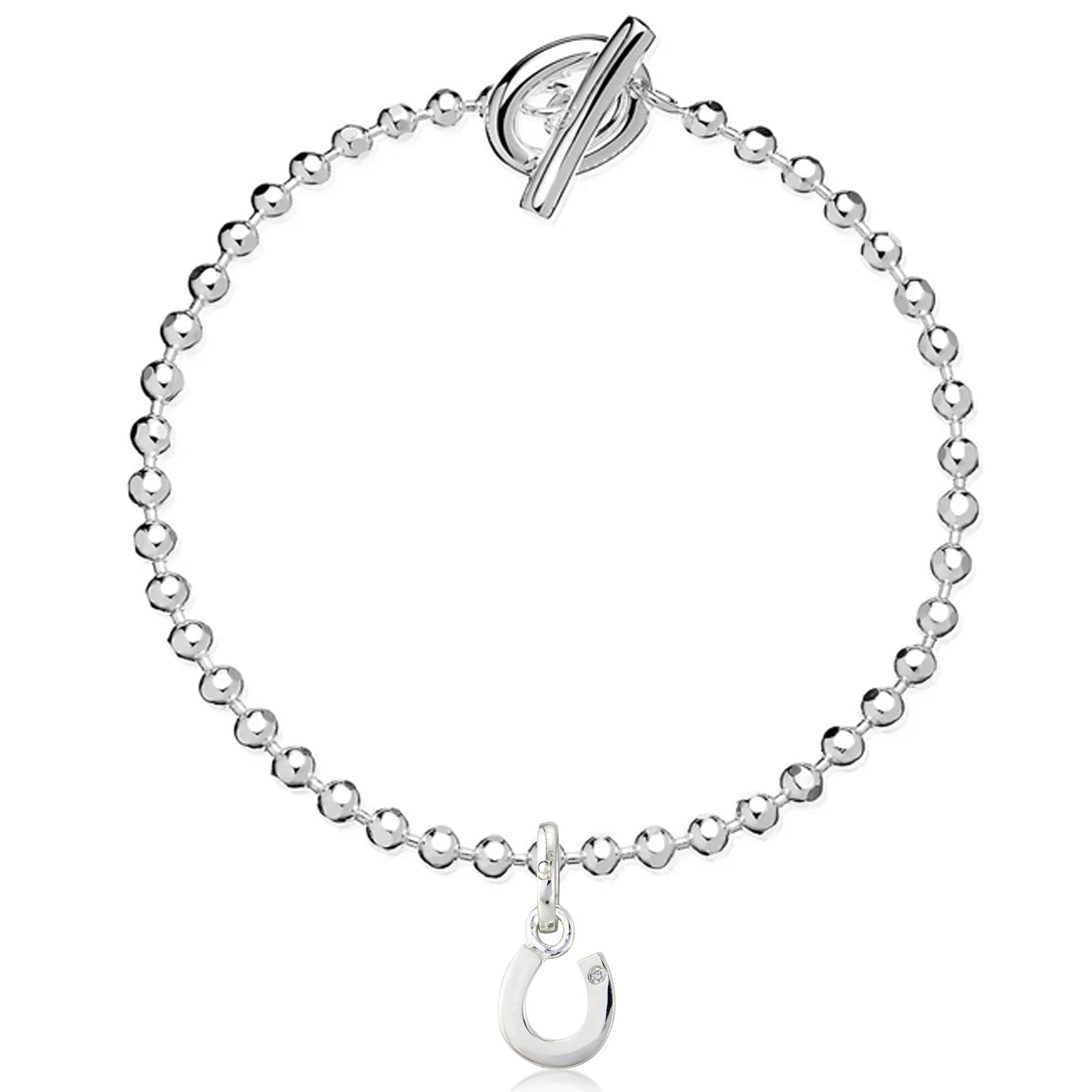 Diamond Horseshoe Recycled Sterling Silver Bracelet - Cotswold Jewellery