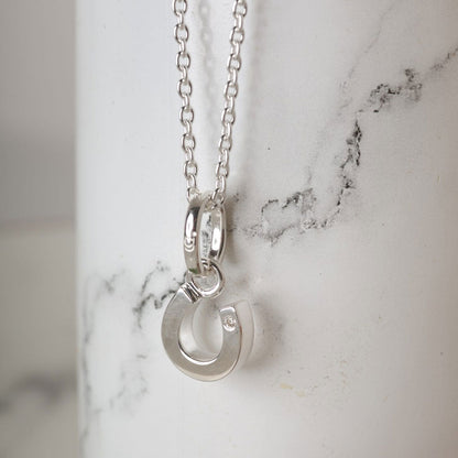 Diamond Horseshoe Recycled Sterling Silver Necklace - Cotswold Jewellery