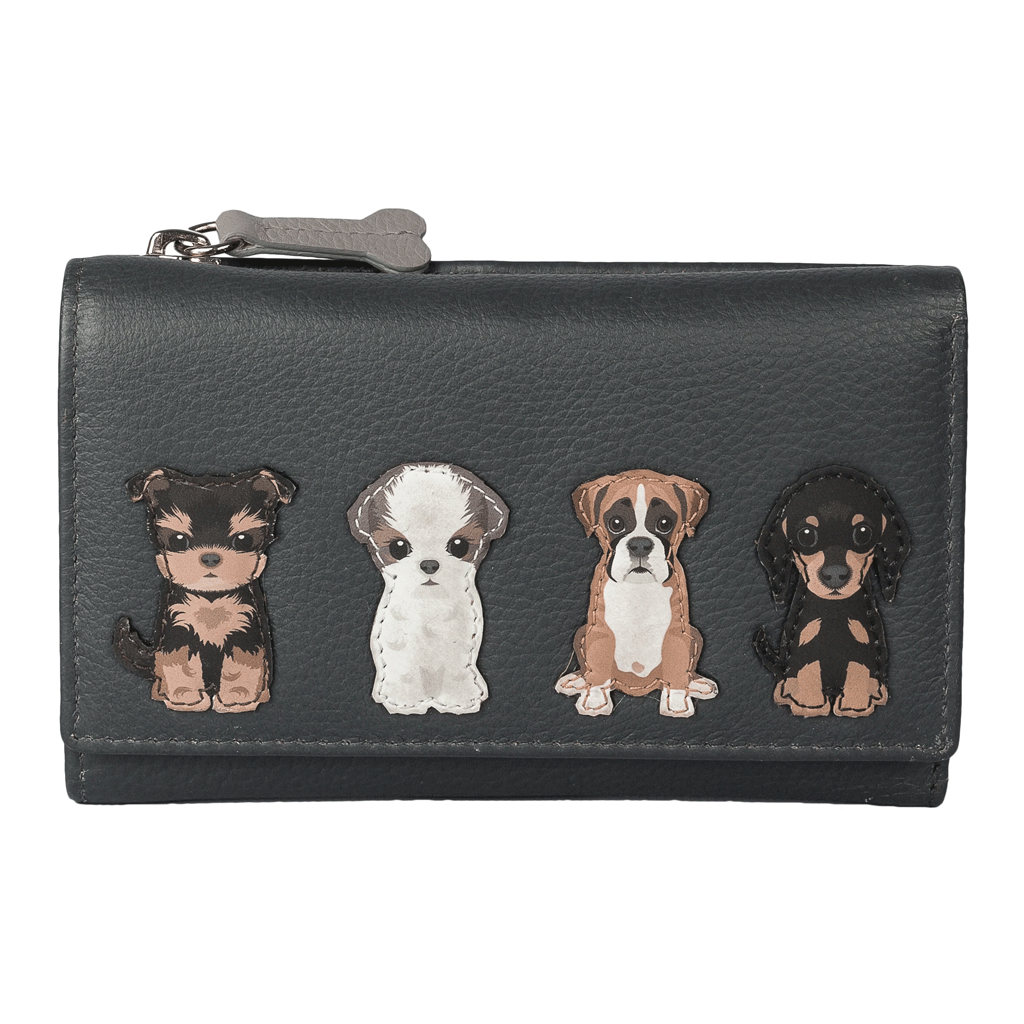 Dog Best Friends Leather Purse Black with RFID - Cotswold Jewellery