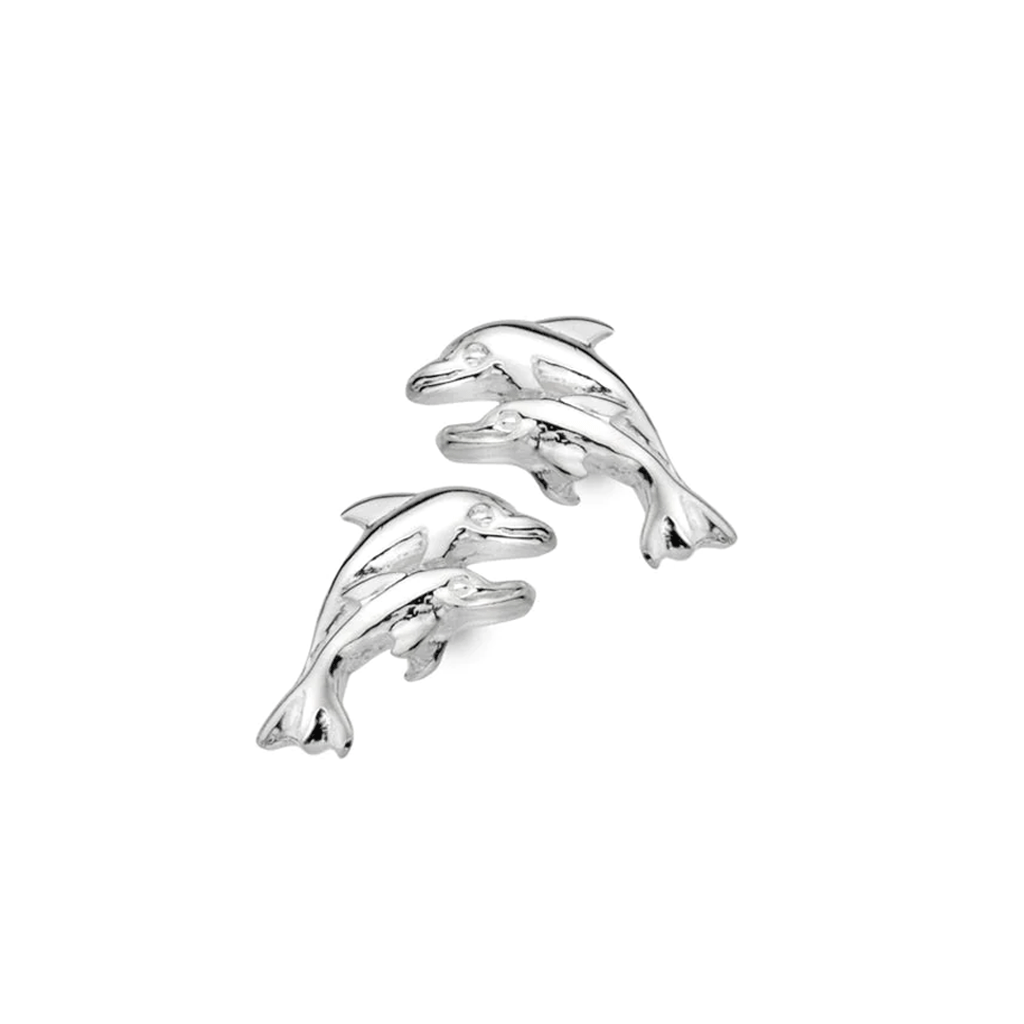 Dolphin Sterling Silver Earrings - Cotswold Jewellery