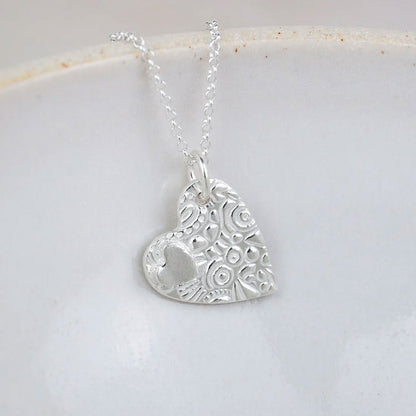 Double Heart Sterling Silver Handmade Necklace - Cotswold Jewellery