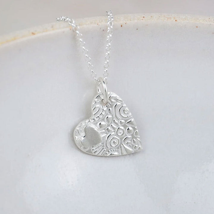 Double Heart Sterling Silver Handmade Necklace - Cotswold Jewellery