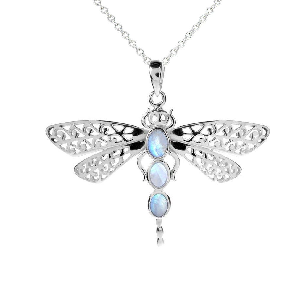 Dragonfly Rainbow Moonstone Necklace - Cotswold Jewellery