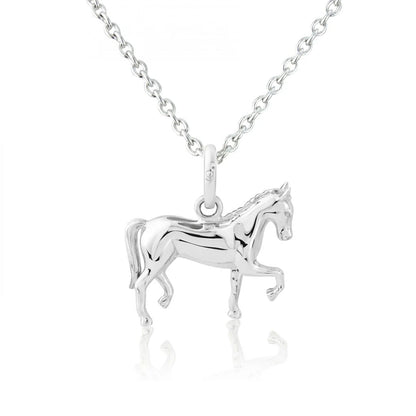 Dressage Horse Recycled Sterling Silver Necklace - Cotswold Jewellery