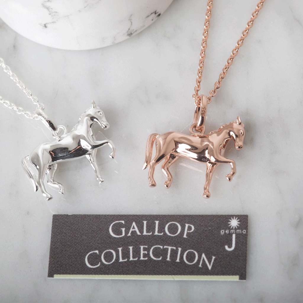 Dressage Horse Sterling Silver Necklace - Cotswold Jewellery