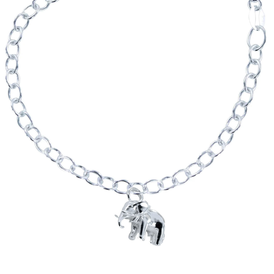Recycled Silver Elephant Charm Bracelet
