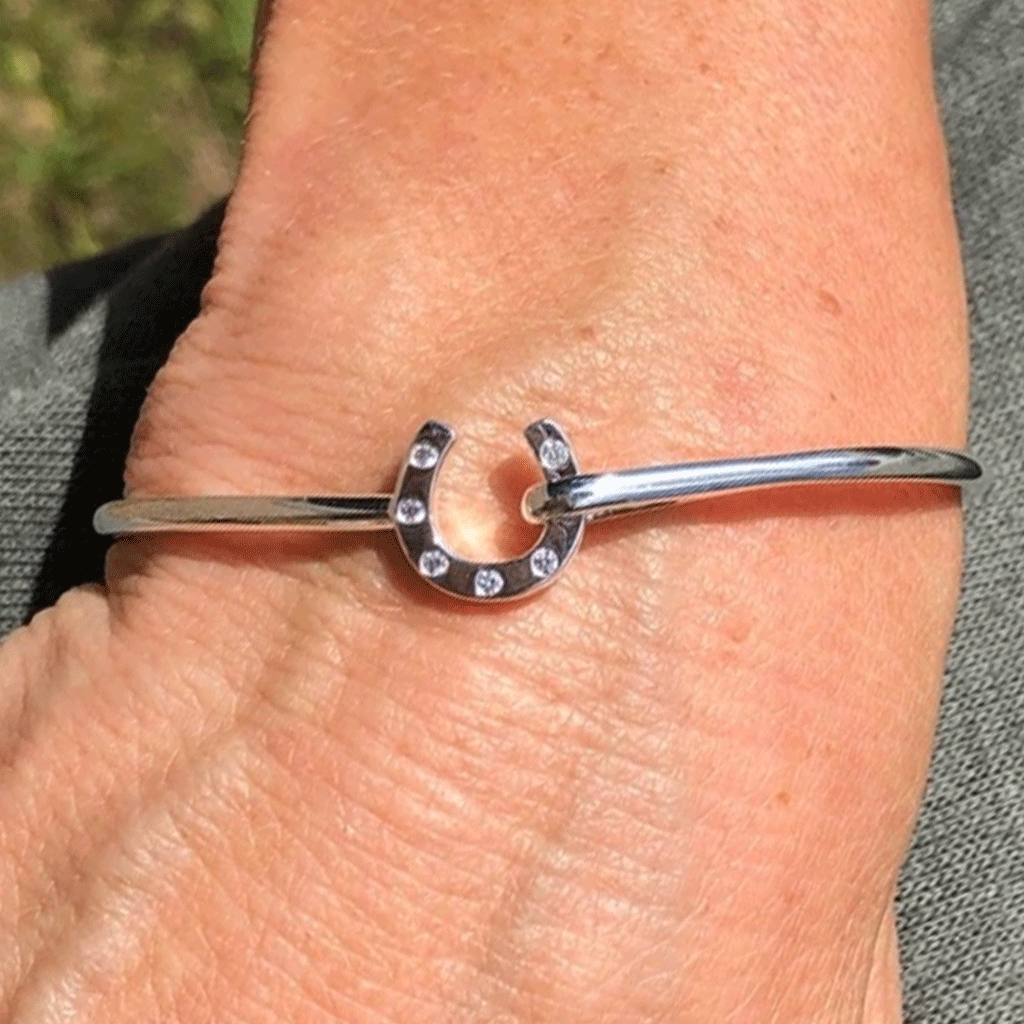 Equestrian Horseshoe Sterling Silver Bangle - Cotswold Jewellery