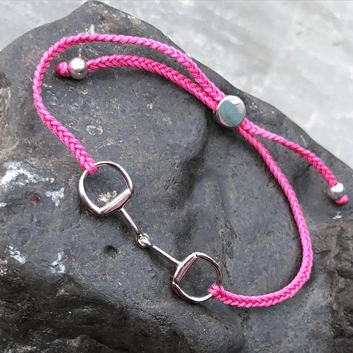 Equestrian Snaffle Bit Friendship Bracelet Pink - Cotswold Jewellery