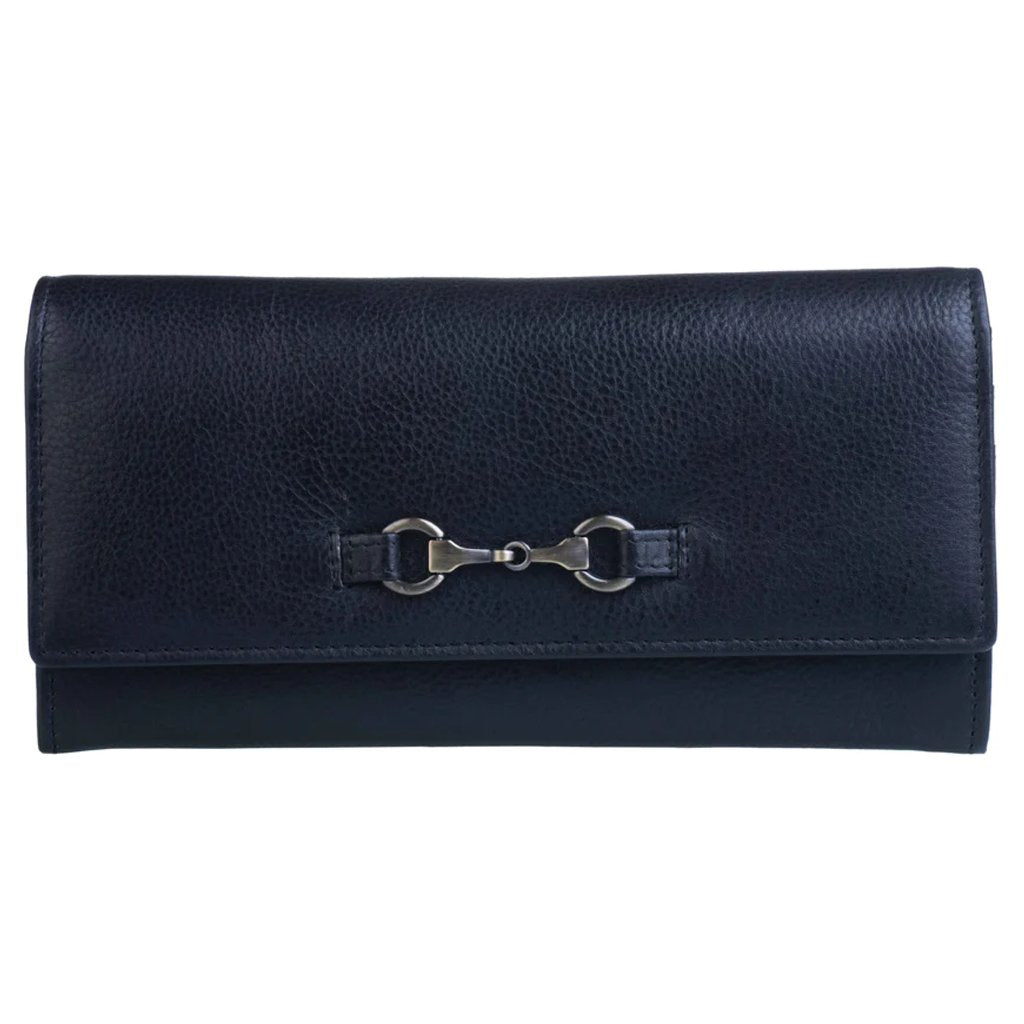 Equestrian Snaffle Leather Purse Black - Cotswold Jewellery