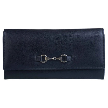 Equestrian Snaffle Leather Purse Black - Cotswold Jewellery