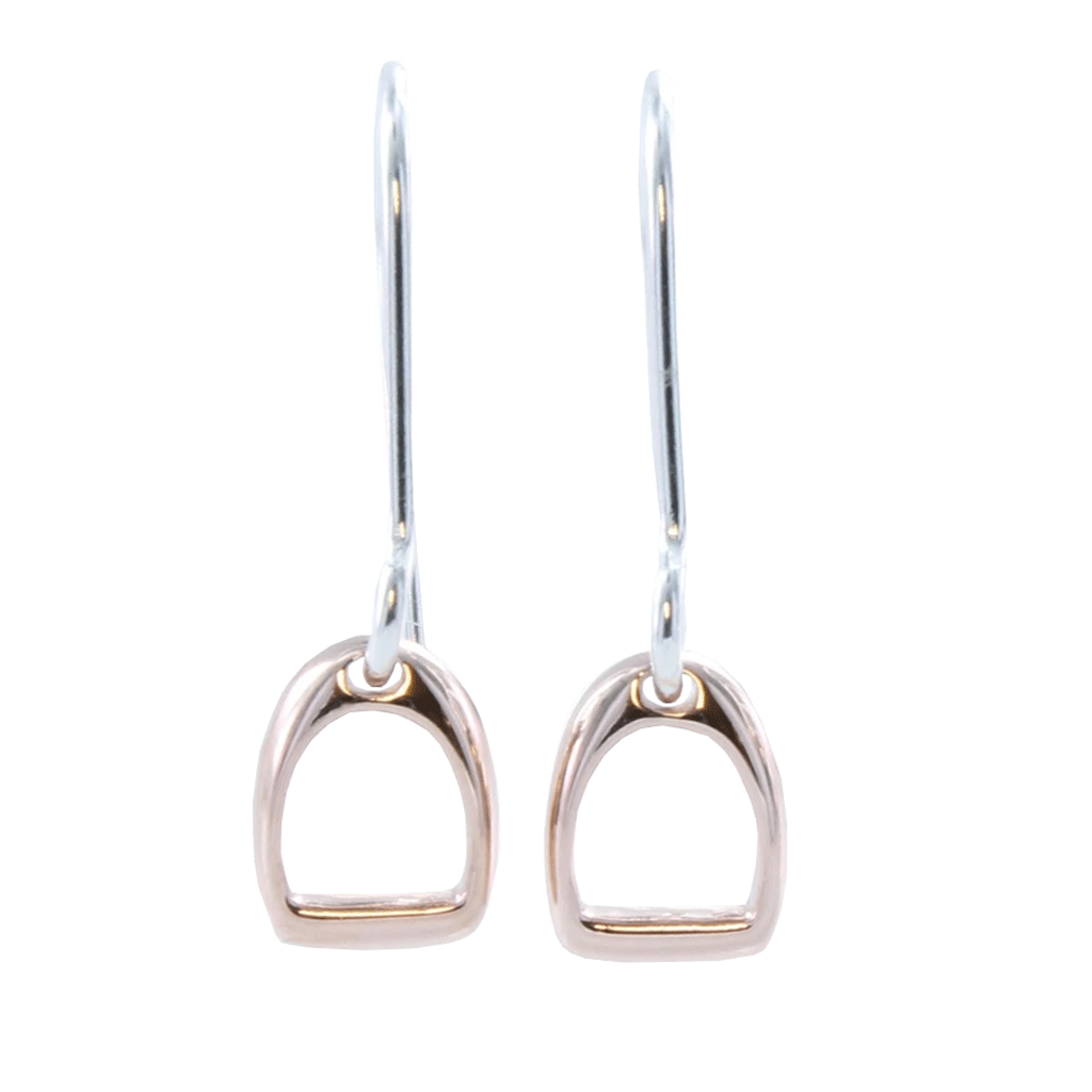 Equestrian Stirrup Earrings Rose Gold - Cotswold Jewellery