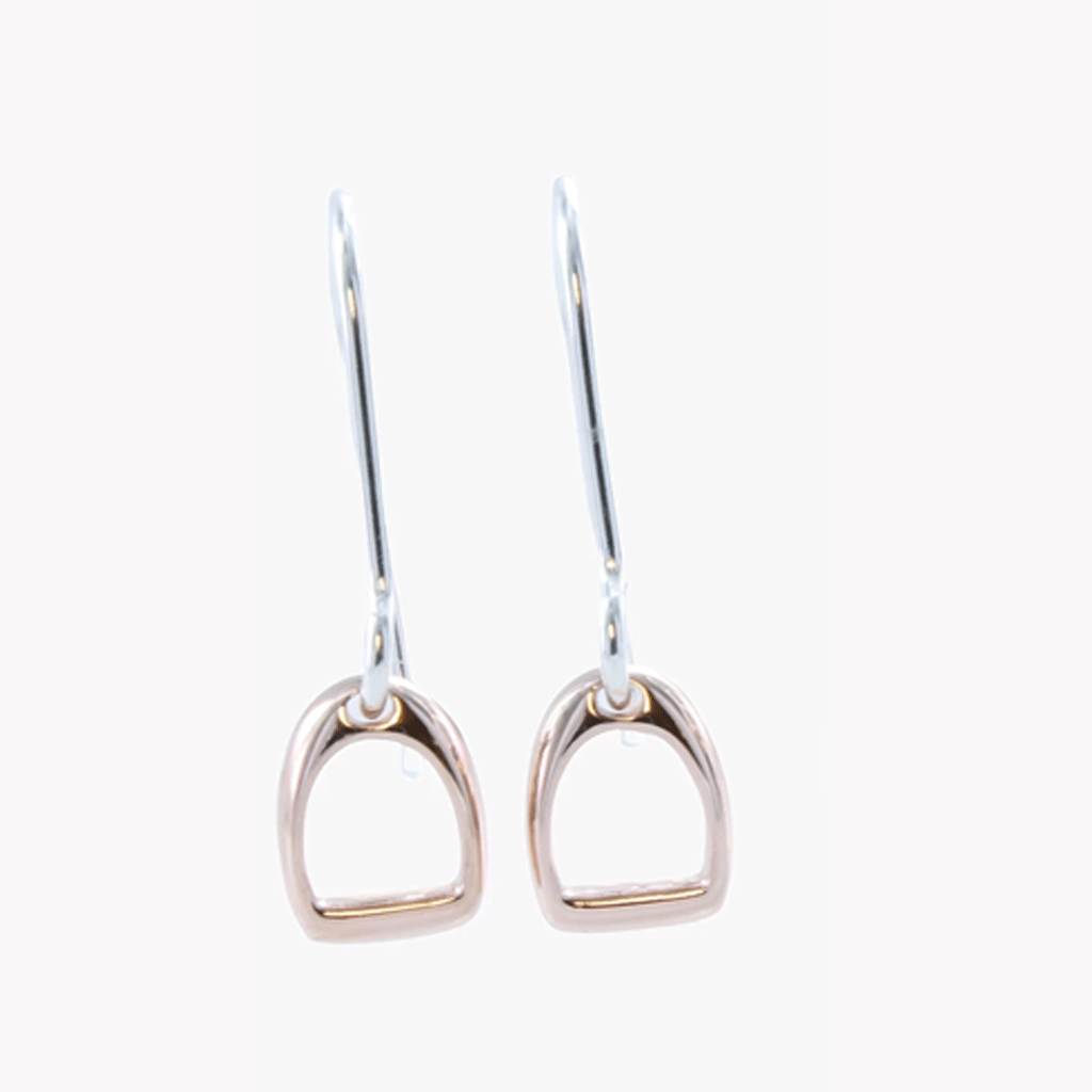 Equestrian Stirrup Earrings Rose Gold - Cotswold Jewellery