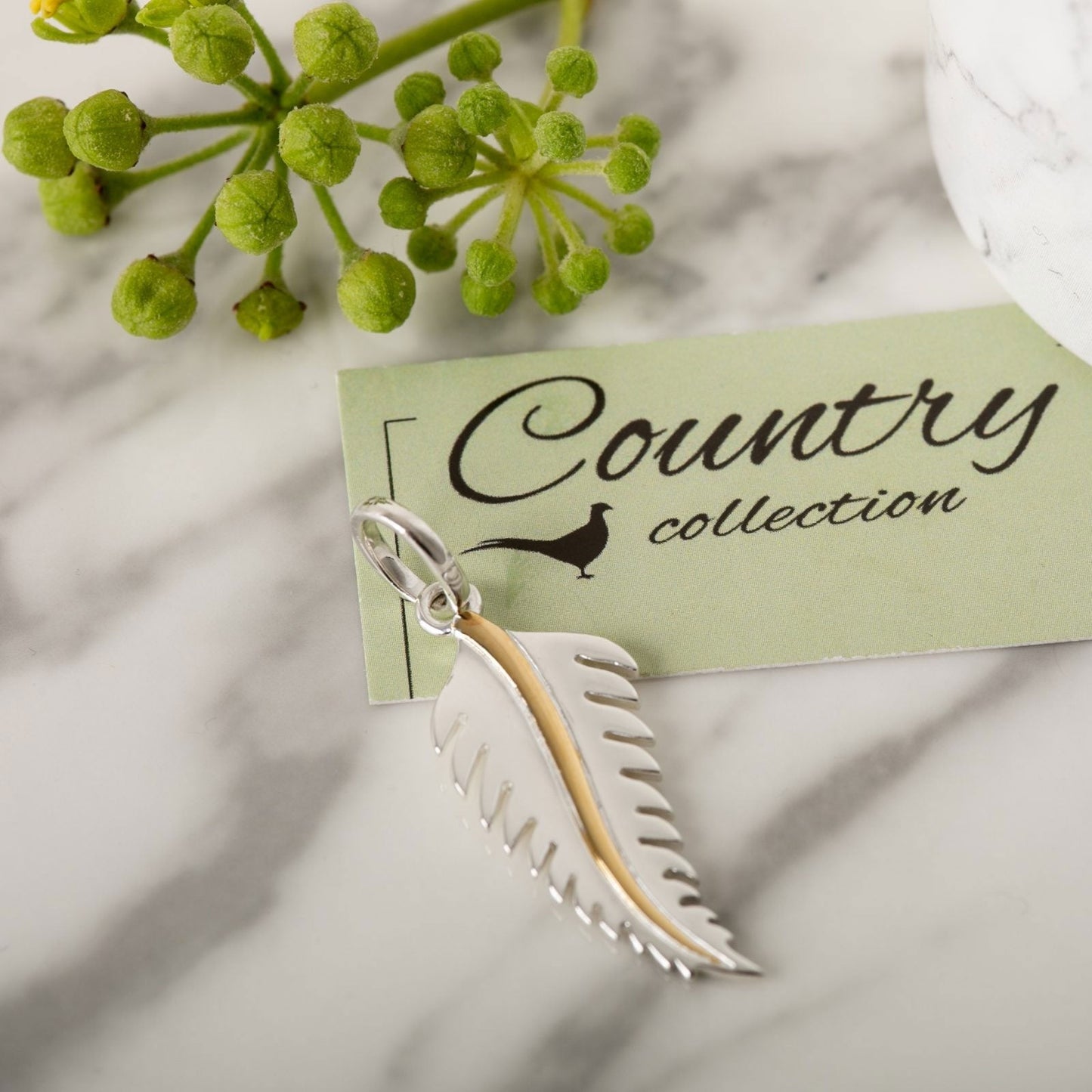 Feather Recycled Sterling Silver Charm - Cotswold Jewellery