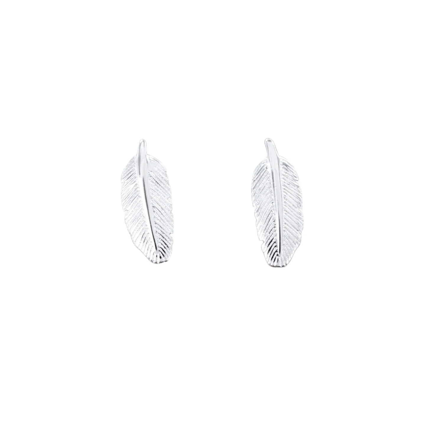 Feather Sterling Silver Stud Earrings - Cotswold Jewellery