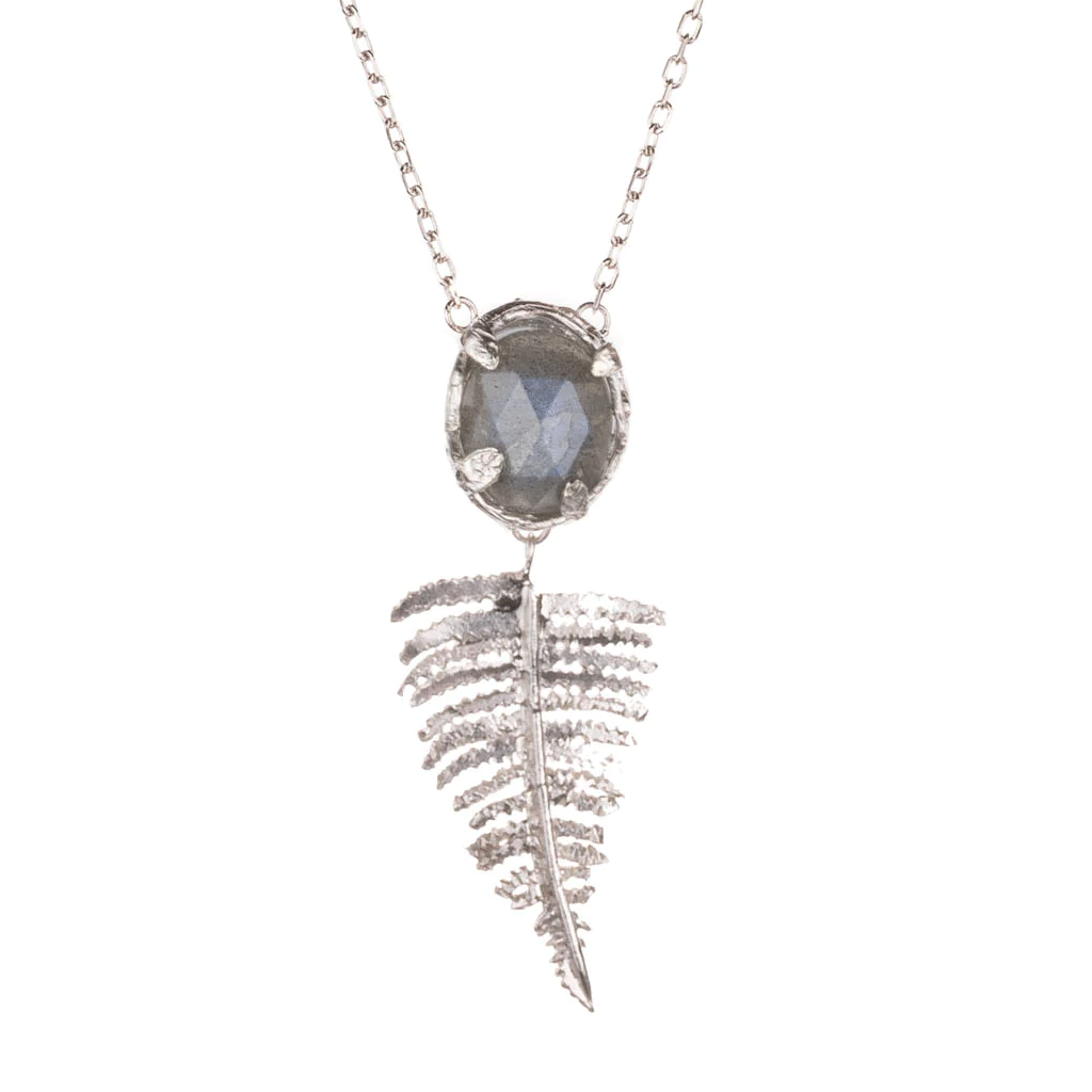 Fern Drop Leaf with Labradorite Necklace - Cotswold Jewellery