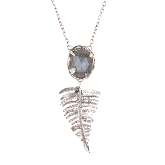 Fern Drop Leaf with Labradorite Necklace - Cotswold Jewellery