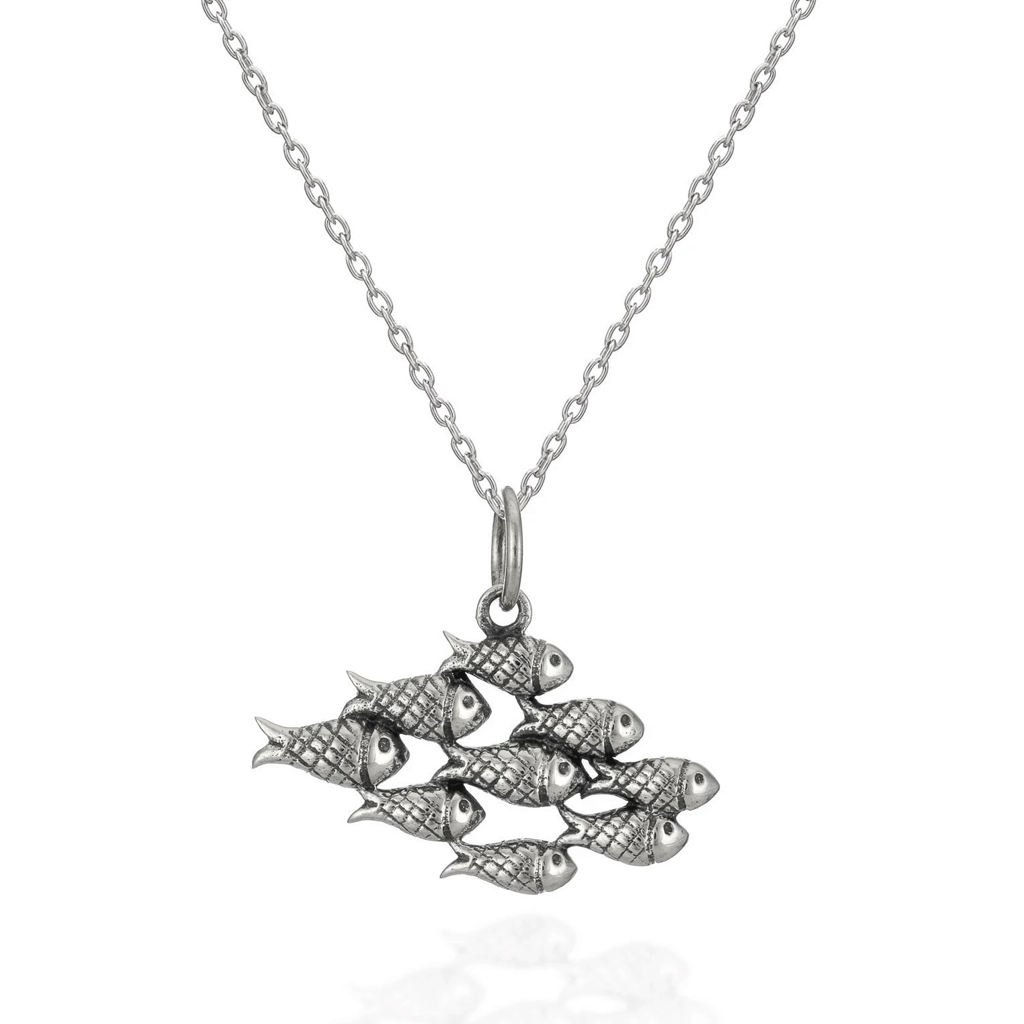 Fish Fish Sterling Silver Necklace - Cotswold Jewellery