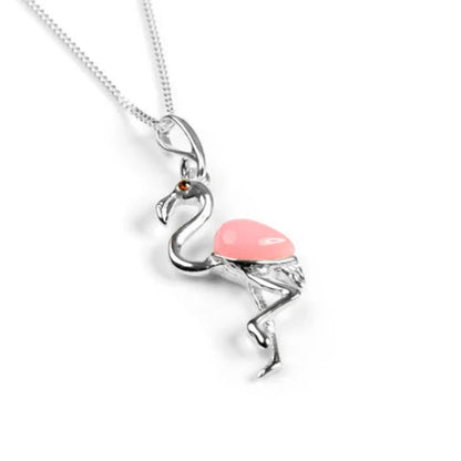 Flamingo Sterling Silver & Pink Agate Necklace - Cotswold Jewellery