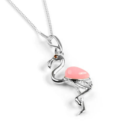 Flamingo Sterling Silver & Pink Agate Necklace - Cotswold Jewellery