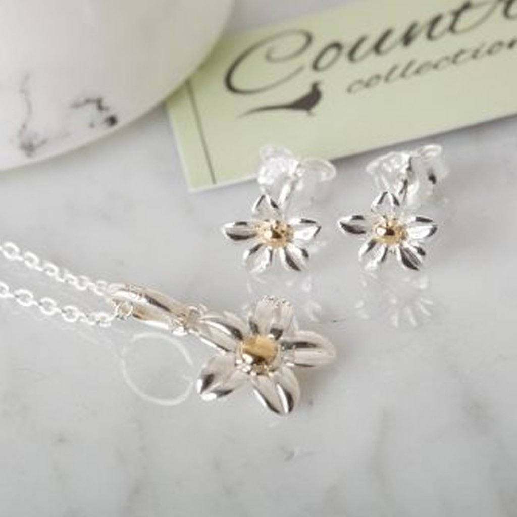 Flower Recycled Sterling Silver Necklace - Cotswold Jewellery