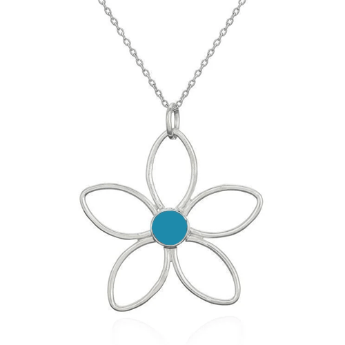 Flower with Blue Opal Necklace - Cotswold Jewellery