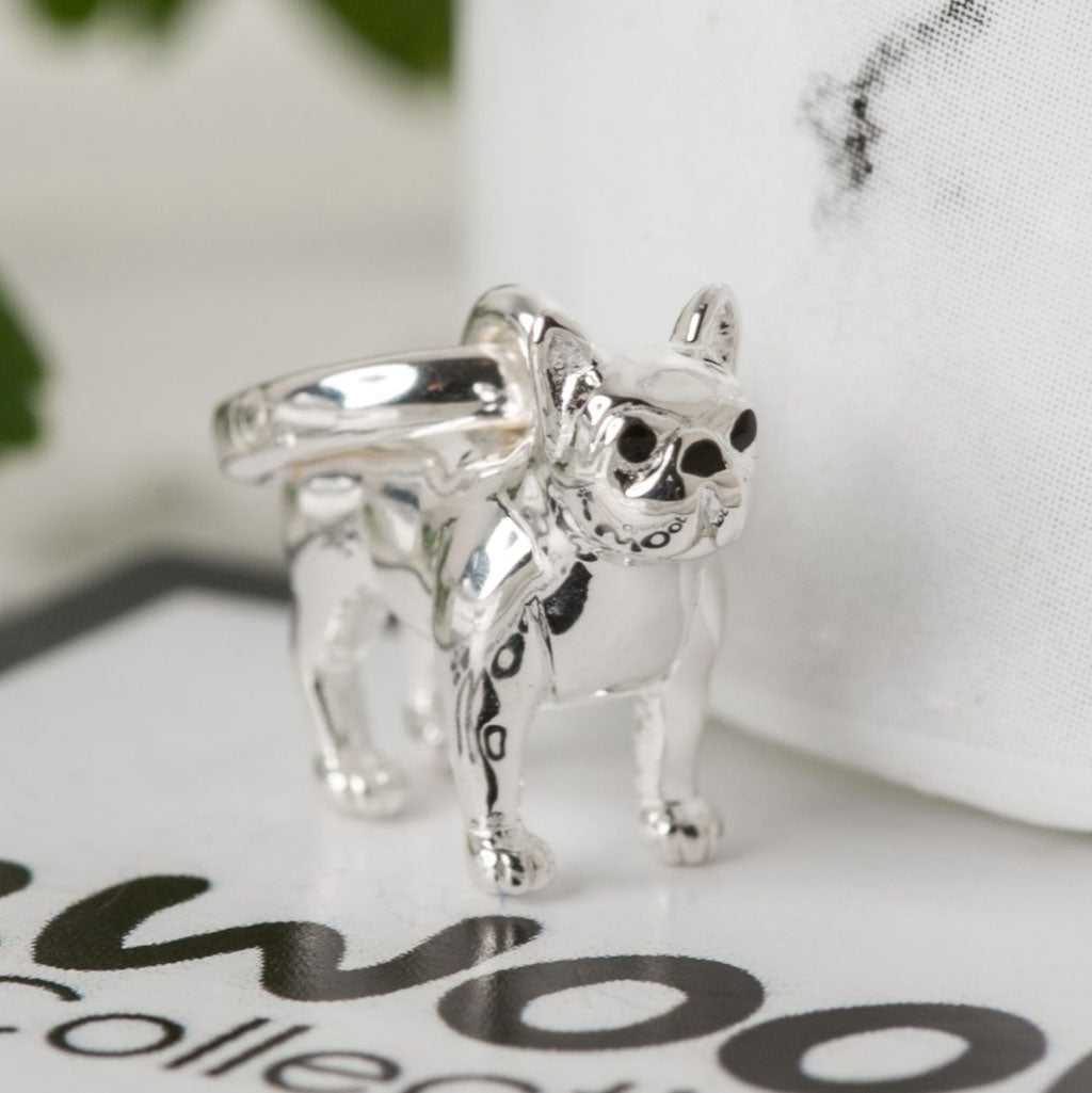 French Bulldog Recycled Sterling Silver Charm - Cotswold Jewellery