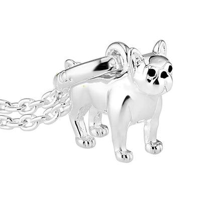 French Bulldog Recycled Sterling Silver Dog Necklace - Cotswold Jewellery