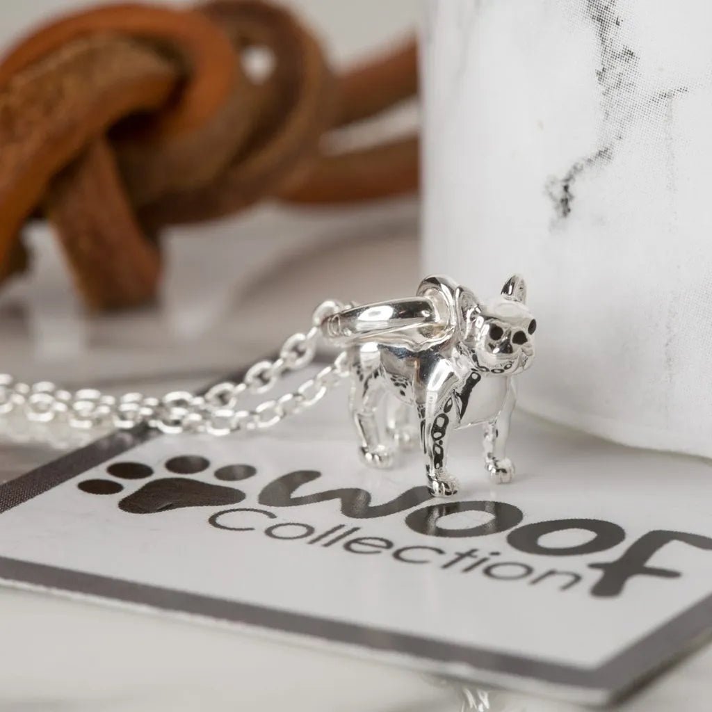 French Bulldog Recycled Sterling Silver Dog Necklace - Cotswold Jewellery