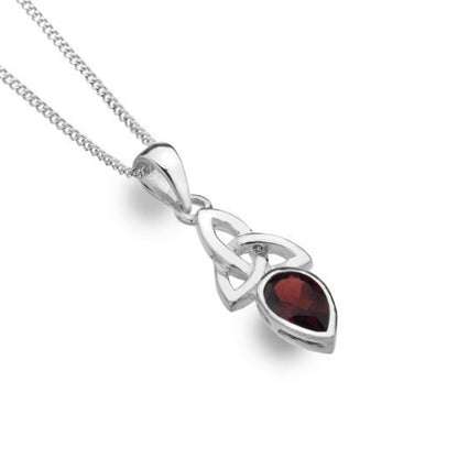 garnet stone in celtic lands trinity necklace