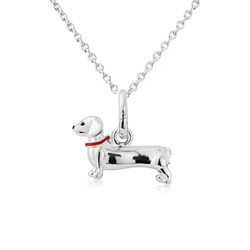 Gemma J Dachshund Sterling Silver Dog Necklace - Cotswold Jewellery