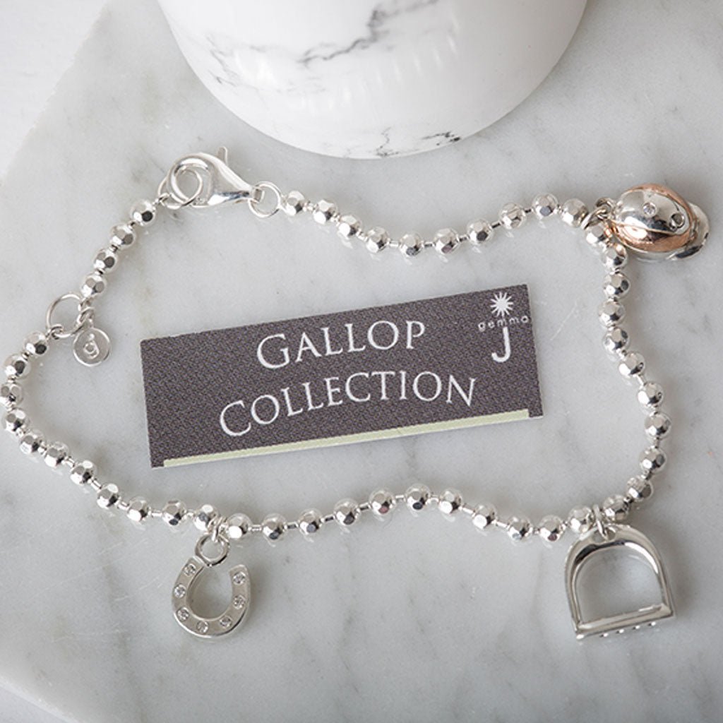 Gemma J Equestrian Beaded Sterling Silver Bracelet - Cotswold Jewellery