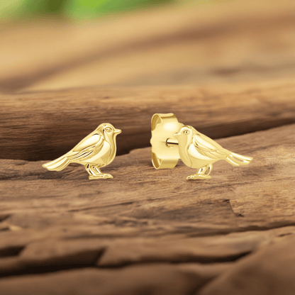 Gemma J Gold Robin Stud Earrings - Cotswold Jewellery